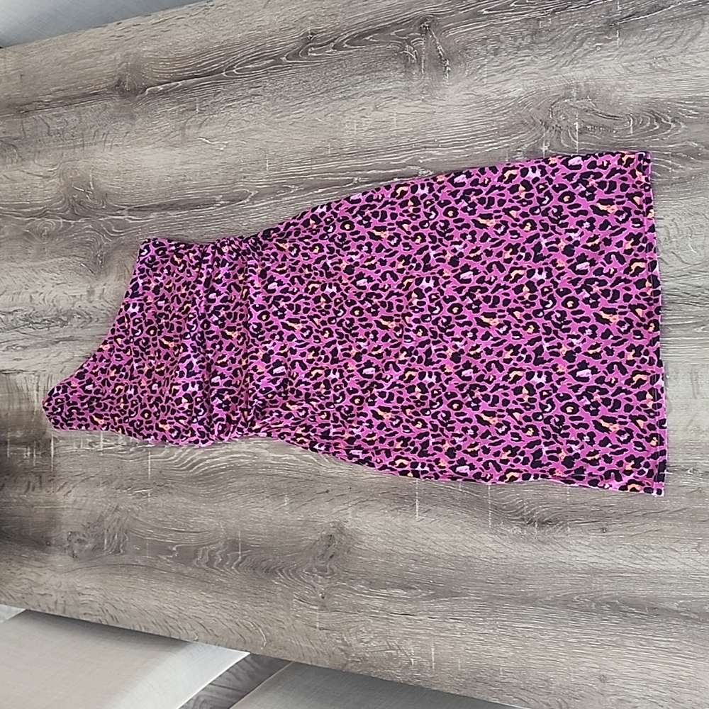 Victoria's Secret Pink and Black One-Shoulder Leopard Print Dress